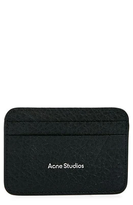 Acne Studios Grained Leather Card Holder in Black at Nordstrom