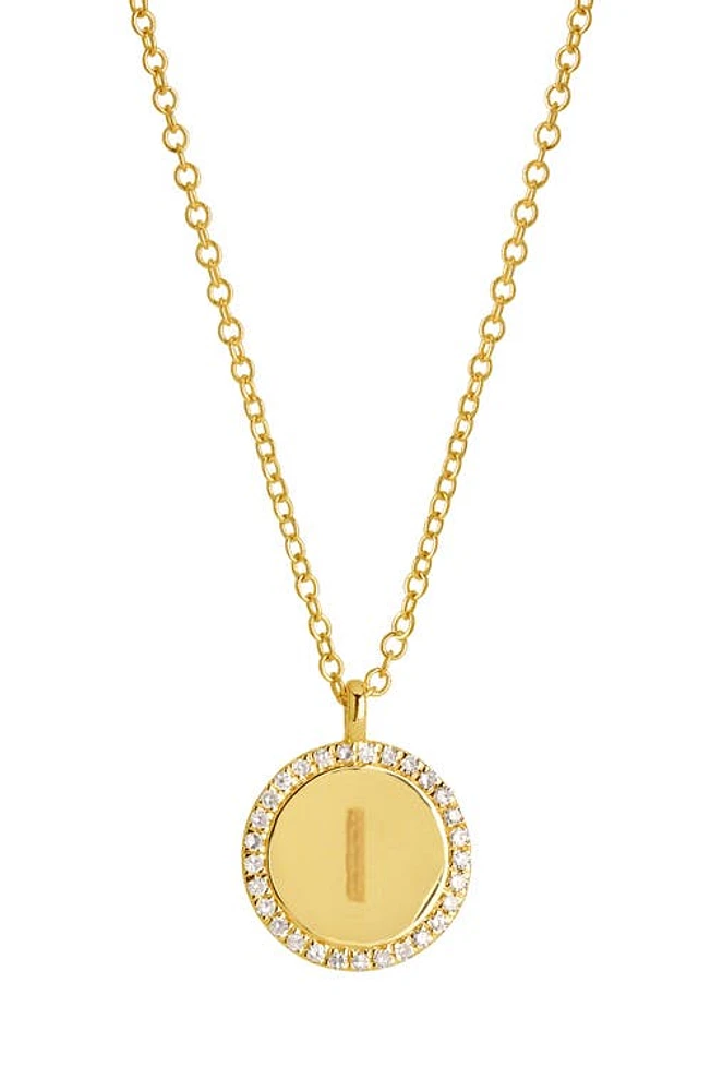 STONE AND STRAND Monogram Diamond Disc Pendant Necklace in Yellow Gold-I at Nordstrom, Size 16