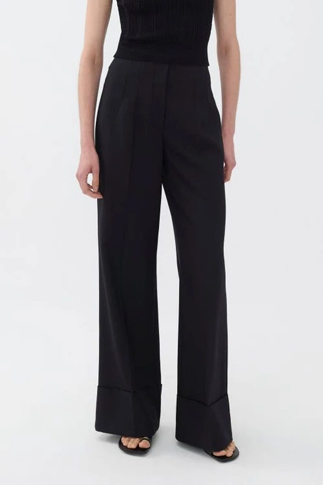 Nocturne High-Waist Flowy Palazzo Pants in Black at Nordstrom