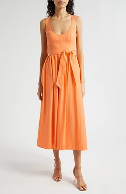 Cinq à Sept Kilah Cotton Blend Midi Dress Marmalade at Nordstrom,