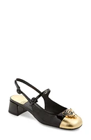 Jeffrey Campbell Jive Cap Toe Mary Jane Slingback Pump Black Patent Gold at Nordstrom,