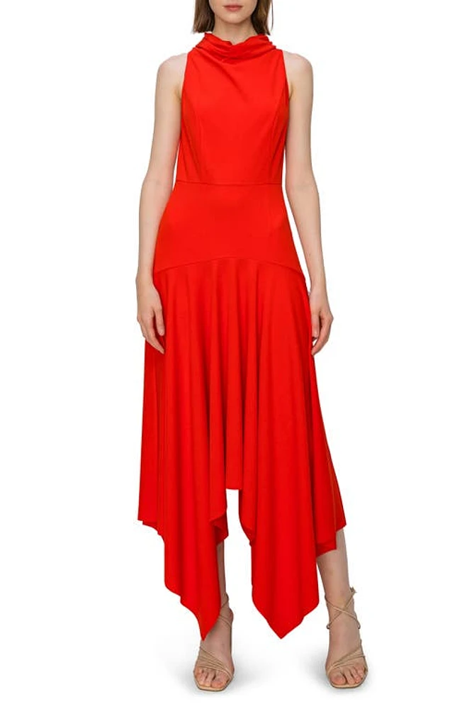 MELLODAY Handkerchief Hem Mock Neck Dress at Nordstrom,