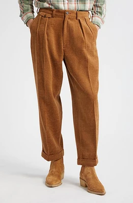 BEAMS Double Pleat Cotton & Wool Knit Trousers Golden Brown 28 at Nordstrom,