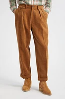 BEAMS Double Pleat Cotton & Wool Knit Trousers Golden Brown 28 at Nordstrom,