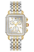 MICHELE Deco Diamond Chronograph Bracelet Watch, 35mm in Two Tone at Nordstrom