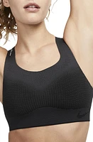 Nike Swoosh Flyknit Sports Bra in Black/Dark Smoke Grey at Nordstrom, Size 3X F