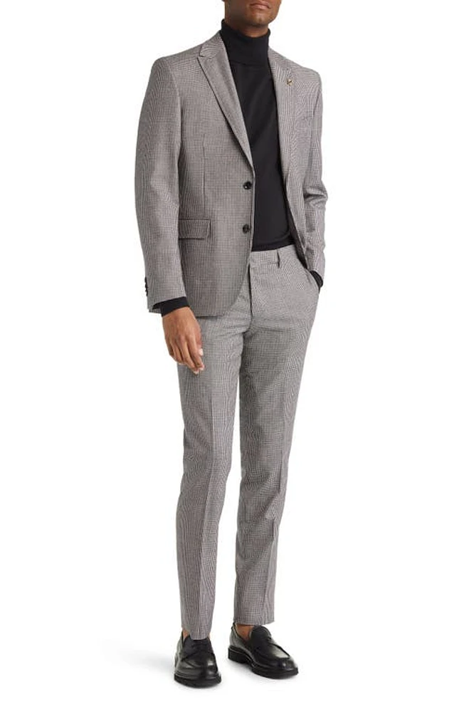 Ted Baker London Robbie Extra Slim Fit Houndstooth Wool Suit Black at Nordstrom,