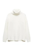 MANGO Rib Turtleneck Sweater Ecru at Nordstrom,