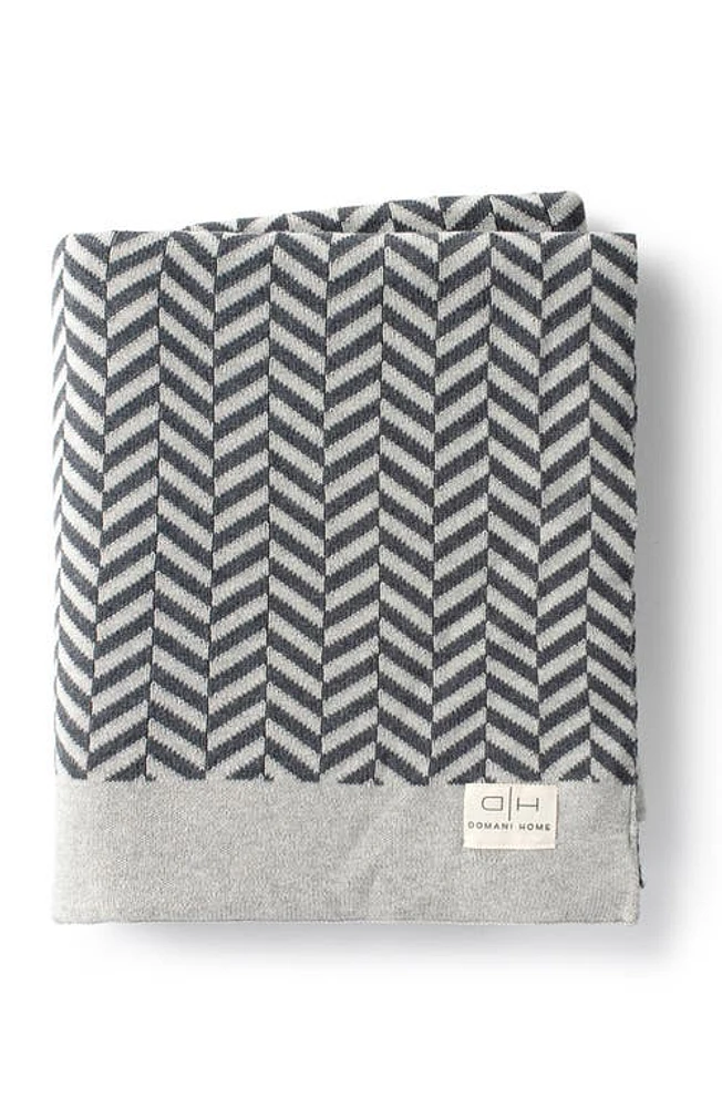 Domani Home Zima Herringbone Knit Throw Blanket in Gray at Nordstrom