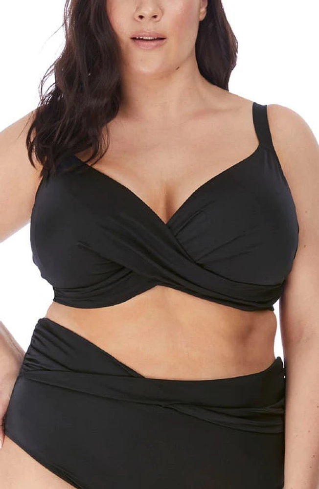 Elomi Magnetic Underwire Plunge Bikini Top Black at Nordstrom,