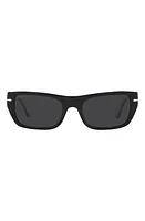 Persol 53mm Polarized Rectangular Sunglasses in Blk Pol at Nordstrom