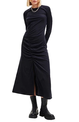 Desigual Samantha Long Sleeve Ruched Dress Black at Nordstrom,