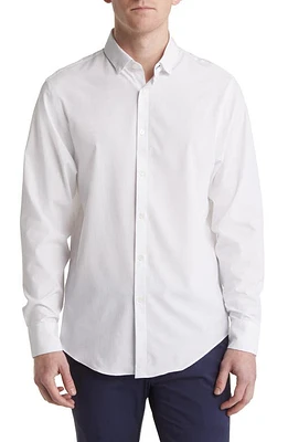 Mizzen+Main Leeward Solid No-Tuck Stretch Performance Button-Up Shirt White at Nordstrom,