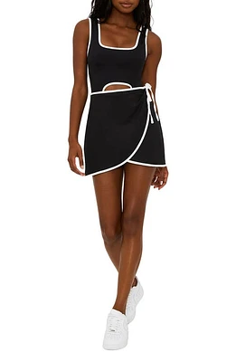 Beach Riot Astrid Contrast Binding Faux Wrap Minidress Black at Nordstrom,