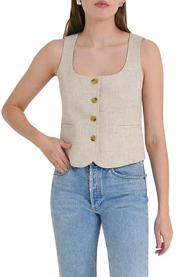 WAYF Gabriella Linen Vest Natural at Nordstrom,