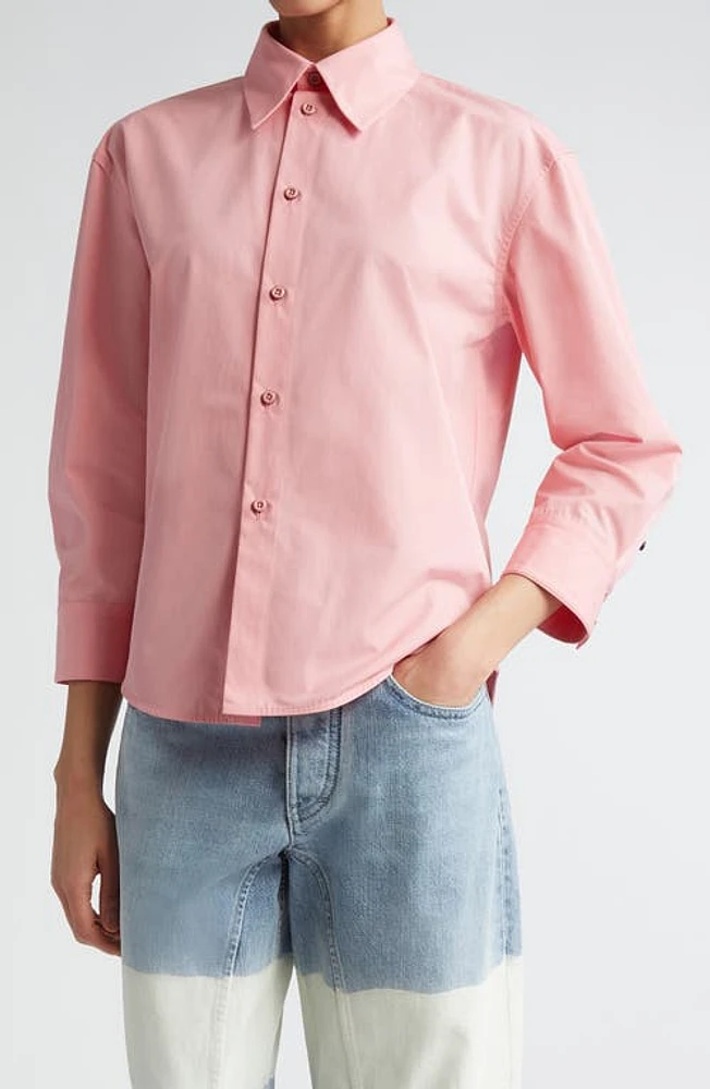 Jil Sander Crop Cotton Poplin Button-Up Shirt in 951 Peony Blush at Nordstrom, Size 2 Us