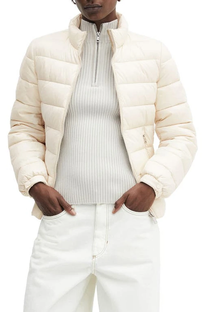 MANGO Water Repellent Quilted Jacket Ecru at Nordstrom,