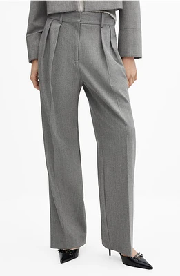 MANGO Colorado Pleat Front Wide Leg Pants Grey at Nordstrom,