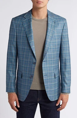 Peter Millar Check Wool & Silk Blend Sport Coat Green at Nordstrom,