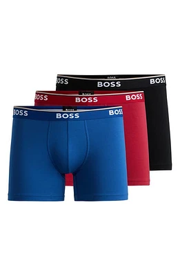 BOSS 3-Pack Power Stretch Cotton Boxer Briefs Black/Red/Blue at Nordstrom,