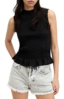 AllSaints Ode Smocked Tank Black at Nordstrom, Us