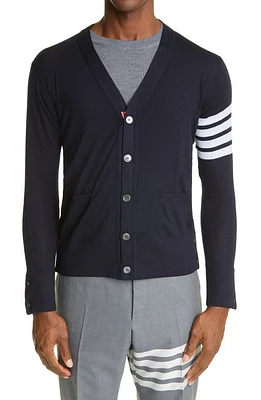 Thom Browne 4-Bar Merino Wool Cardigan Navy at