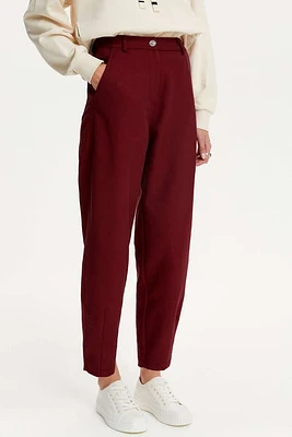 Nocturne High Waisted Boyfriend Jeans in Burgundy at Nordstrom