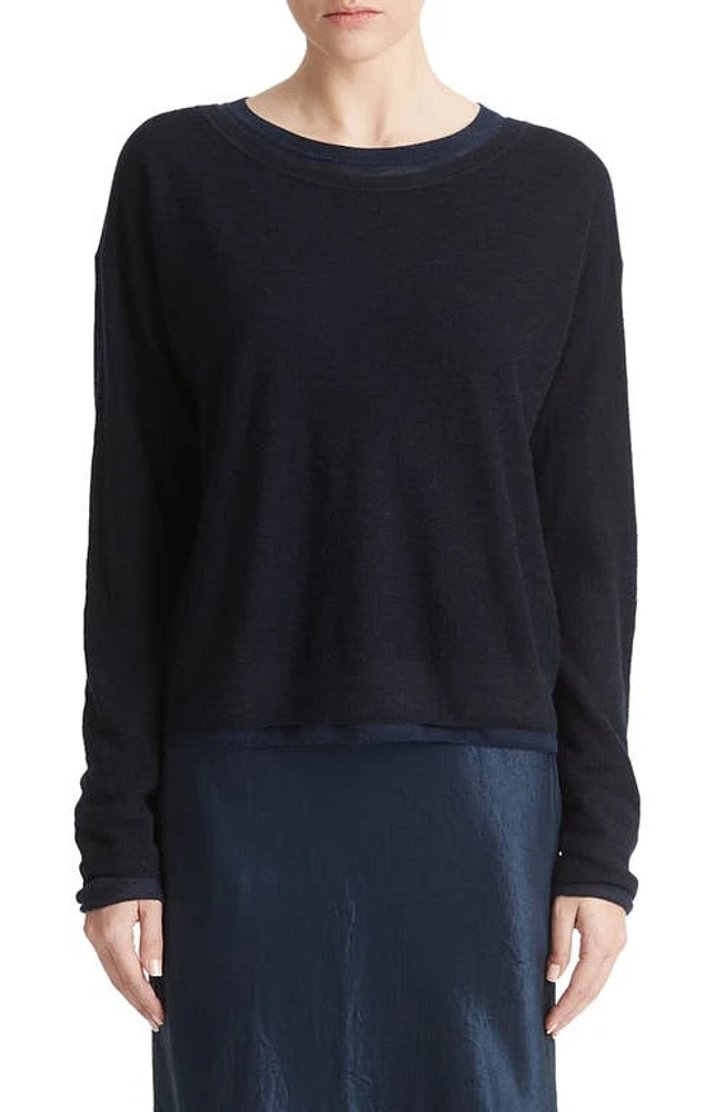 Vince Double Layer Wool, Silk & Alpaca Crewneck Sweater at Nordstrom,