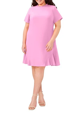 CeCe Ruffle Short Sleeve Dress Bright Peony Pink at Nordstrom,