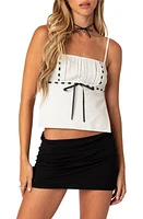 EDIKTED Embroidered Ribbon Trim Open Back Camisole White at Nordstrom,