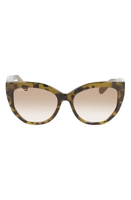 FERRAGAMO 56mm Gradient Cat Eye Sunglasses in Tortoise Green at Nordstrom