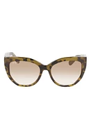 FERRAGAMO 56mm Gradient Cat Eye Sunglasses in Tortoise Green at Nordstrom