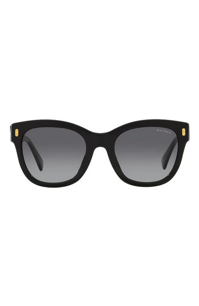 RALPH 52mm Gradient Polarized Oval Sunglasses in Shiny Black at Nordstrom