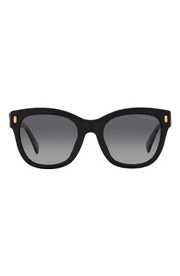 RALPH 52mm Gradient Polarized Oval Sunglasses in Shiny Black at Nordstrom