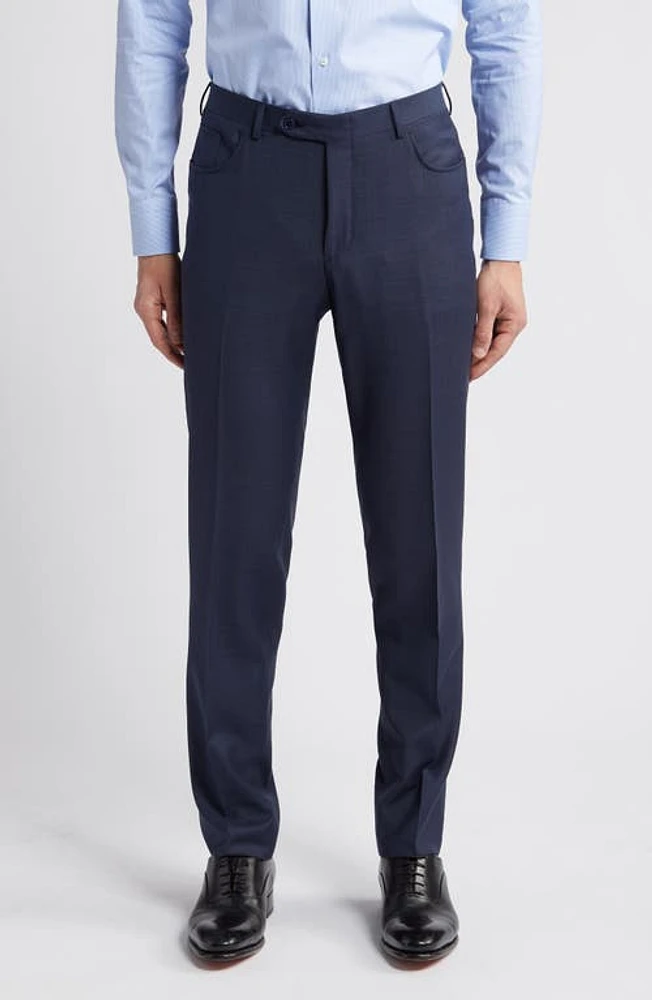 Canali Milano Trim Fit Five Pocket Wool Dress Pants Navy at Nordstrom, Eu