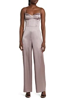 ASTR the Label Satin Bustier Jumpsuit Pewter at Nordstrom,