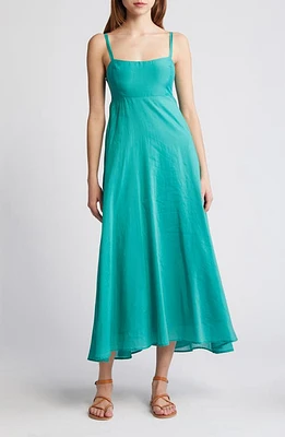 XÍRENA Kaiti Sleeveless Cotton & Silk Maxi Dress Bermuda Sea at Nordstrom,