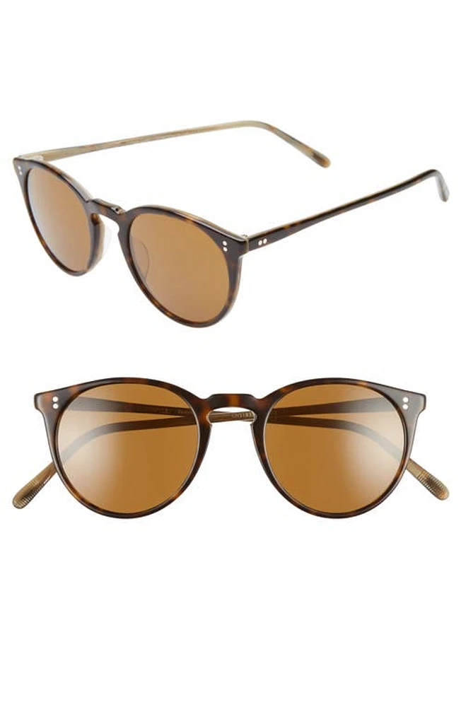 Oliver Peoples O'Malley 48mm Round Sunglasses in Horn/Brown at Nordstrom