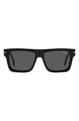 Carrera Eyewear 54mm Polarized Rectangular Sunglasses in Black/Gray Polar at Nordstrom