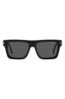 Carrera Eyewear 54mm Polarized Rectangular Sunglasses in Black/Gray Polar at Nordstrom