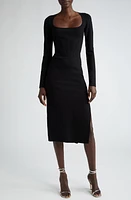 MUGLER Black Heaven Long Sleeve Midi Dress at Nordstrom,