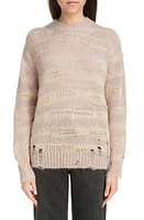 Acne Studios Karita Distressed Stripe Open Stitch Cotton, Mohair & Wool Blend Sweater at Nordstrom,