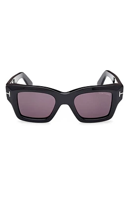 TOM FORD Ilias 50mm Square Sunglasses in Shiny Black /Smoke at Nordstrom