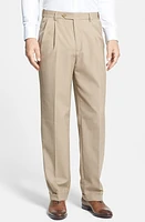 Berle Self Sizer Waist Plain Weave Flat Front Washable Trousers Tan at Nordstrom, X