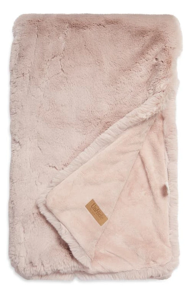 UnHide The Marshmallow 2.0 Medium Faux Fur Throw Blanket in Rosy Baby at Nordstrom