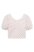 Habitual Kids' Puff Sleeve Broderie Anglaise Cotton Top in White Multi at Nordstrom, Size 14