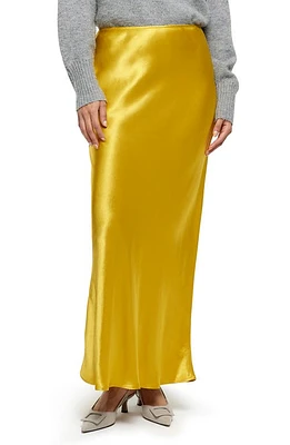 River Island Easy Bias Cut Satin Maxi Skirt Yellow at Nordstrom,