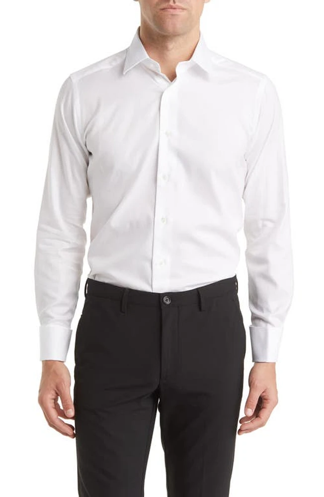 David Donahue Slim Fit Tuxedo Shirt White at Nordstrom,