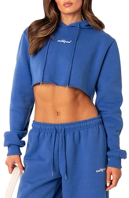 EDIKTED Brenna Crop Hoodie Blue at Nordstrom,