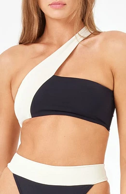 LSPACE One-Shoulder Bikini Top Black/Cream at Nordstrom,